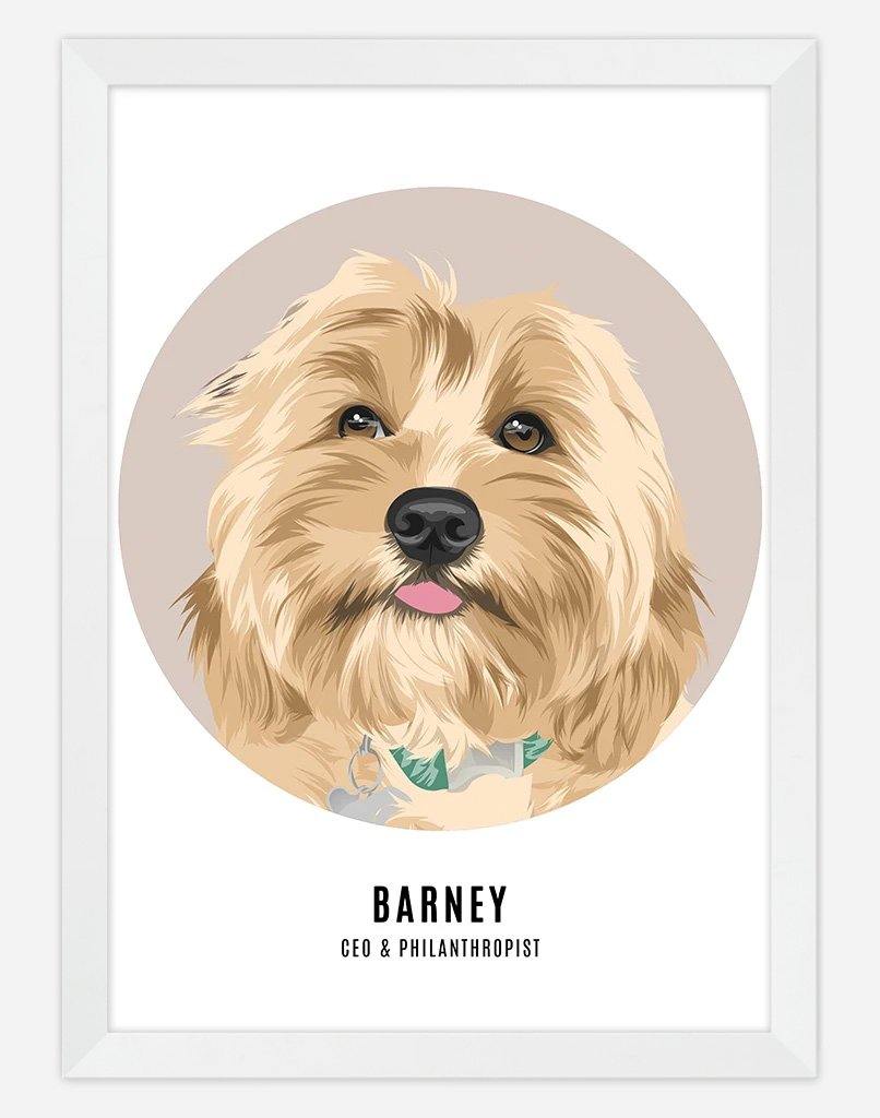 Custom Pet Profile Portrait - Single Pet - A4 - Unframed - Australia