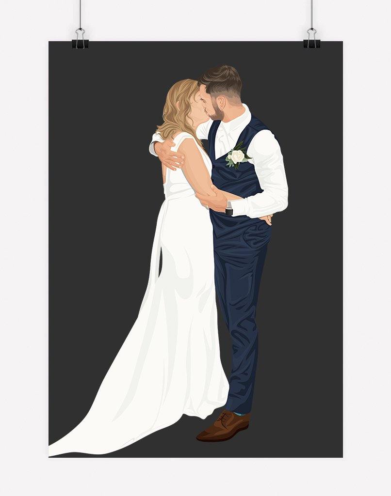 Custom Couple Portrait - A4 - Unframed - Two Australia