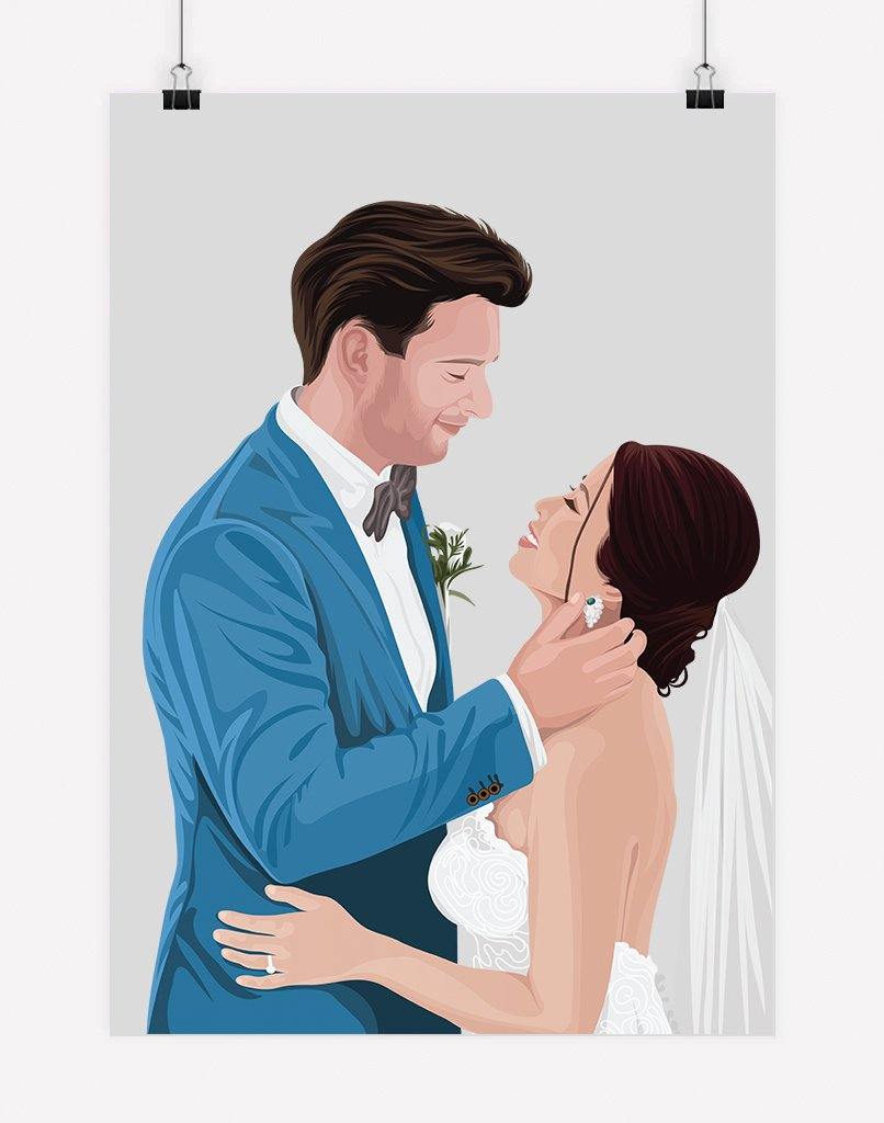 Custom Couple Portrait - A4 - Unframed - Two Australia