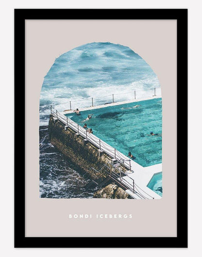 Bondi Icebergs | Photography - Wall Art - A4 - Black Frame - Blush Australia
