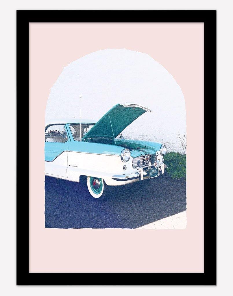 Pop The Bonnet | Photography - Wall Art - A4 - Black Frame - Pale Pink Australia