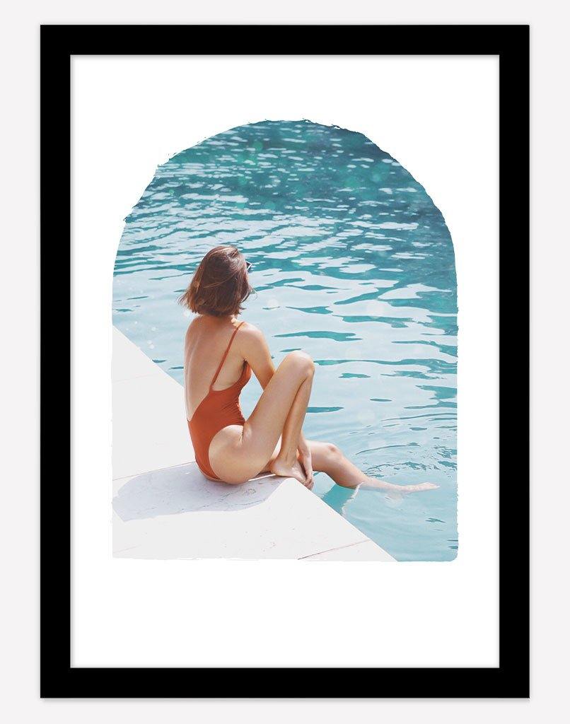 Poolside | Photography - Wall Art - A4 - Black Frame - White Australia