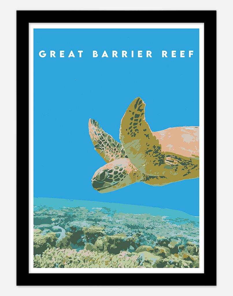 Great Barrier Reef | Travel Poster - Wall Art - A4 - Black Frame - Australia