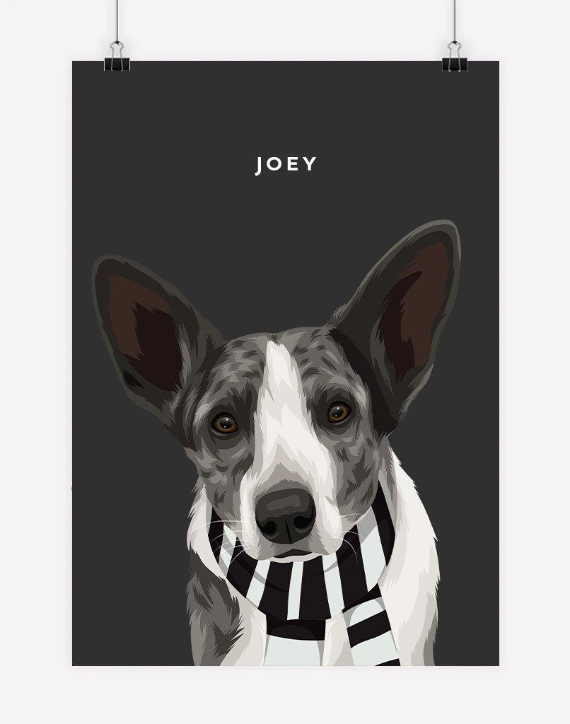 Custom Pet Portrait - Footy Fan - A4 - Unframed - Australia