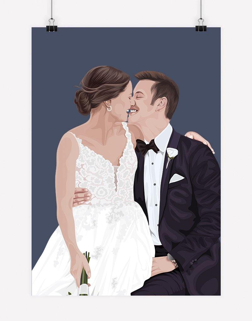 Custom Couple Portrait - A4 - Unframed - Two Australia