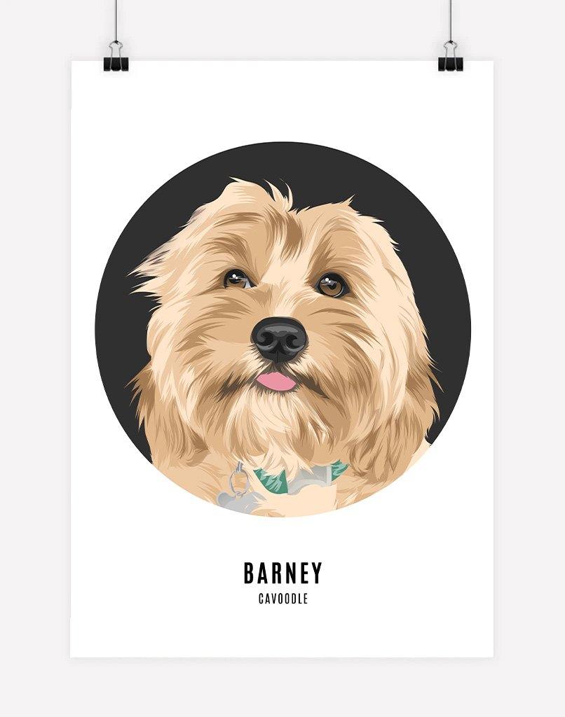 Custom Pet Profile Portrait - Single Pet - A4 - Unframed - Australia