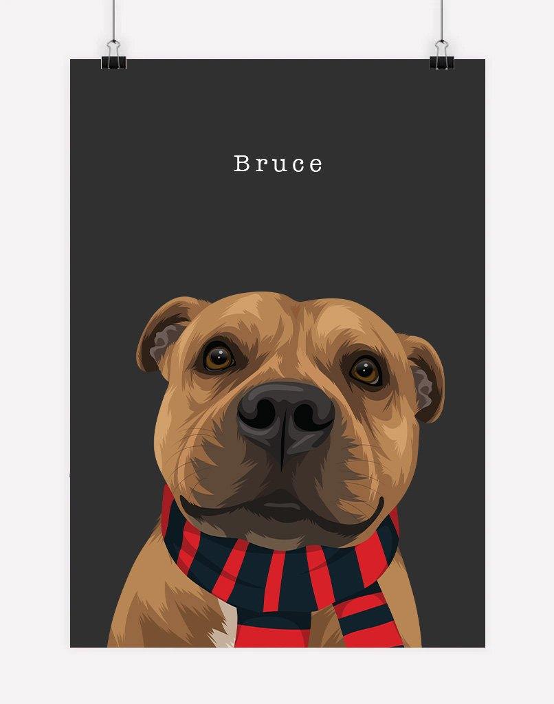 Custom Pet Portrait - Footy Fan - A4 - Unframed - Australia