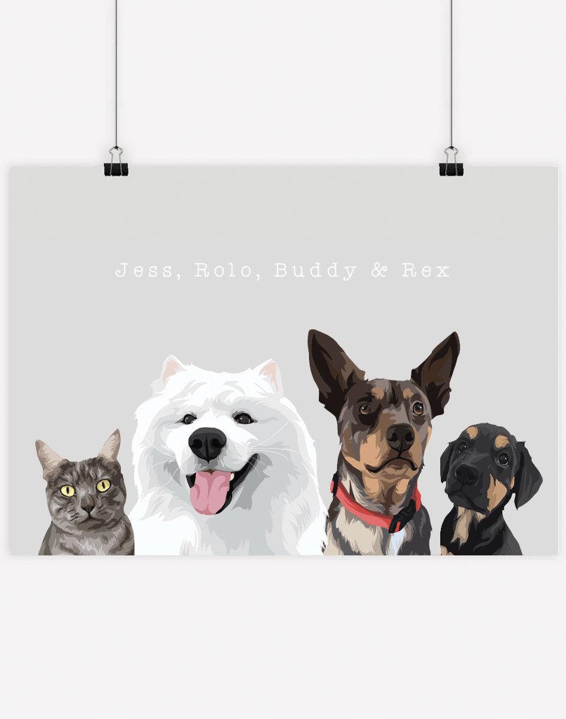 Digital Pet Portrait - Digital File Only (Up to 5 Pets) - 1 Pet - White - Australia