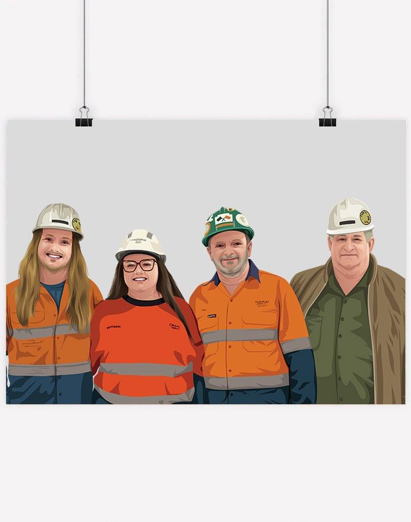Custom Family Portrait - A3 - Unframed - Three Australia