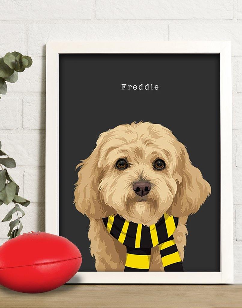 Custom Pet Portrait - Footy Fan - A4 - Unframed - Australia