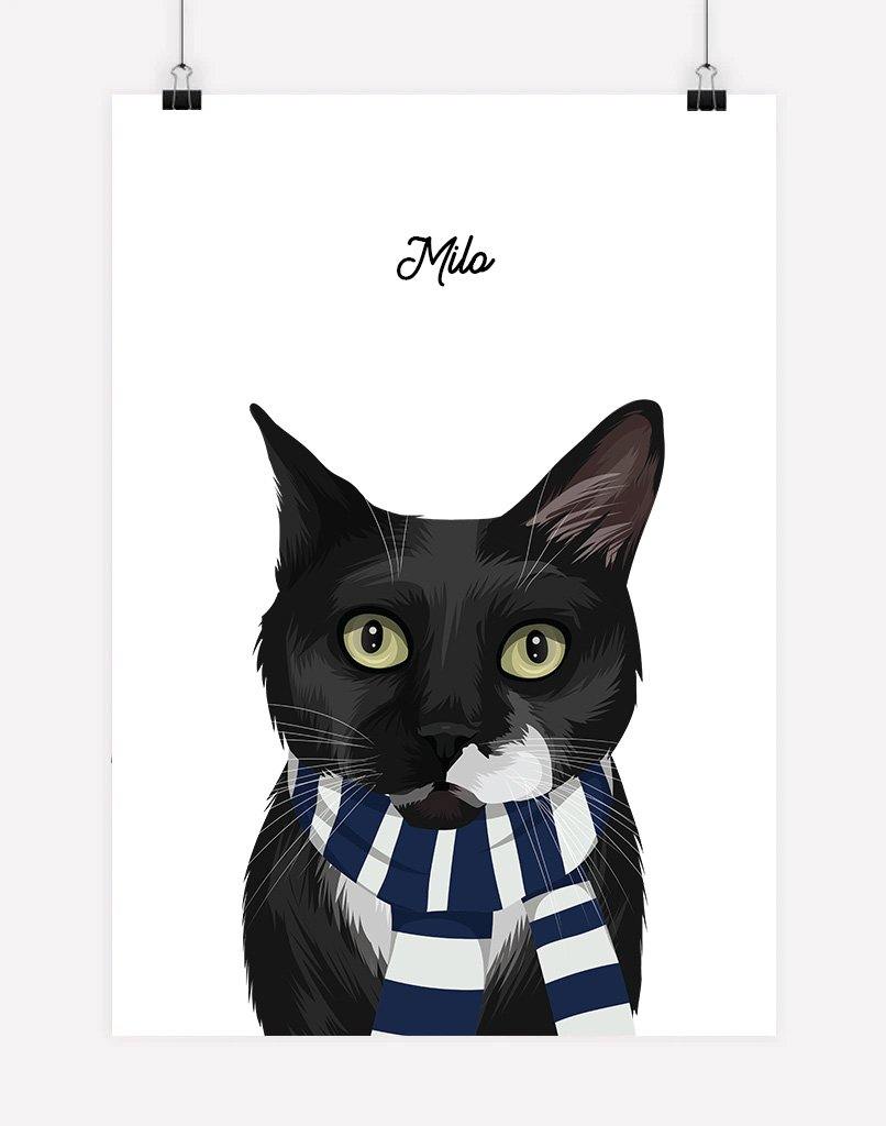 Custom Pet Portrait - Footy Fan - A4 - Unframed - Australia