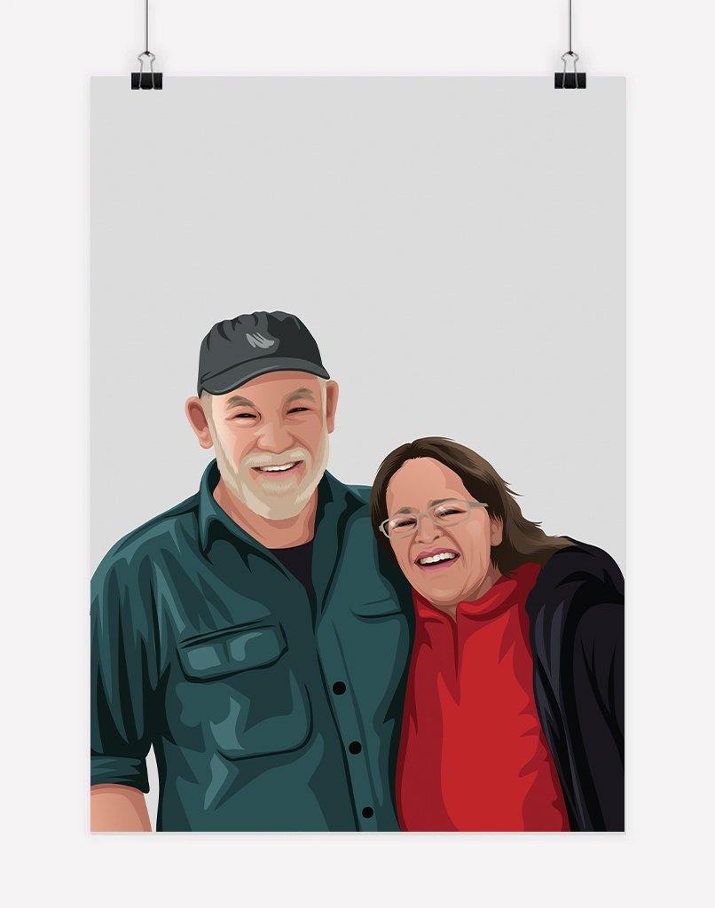 Custom Couple Portrait - A4 - Unframed - Two Australia