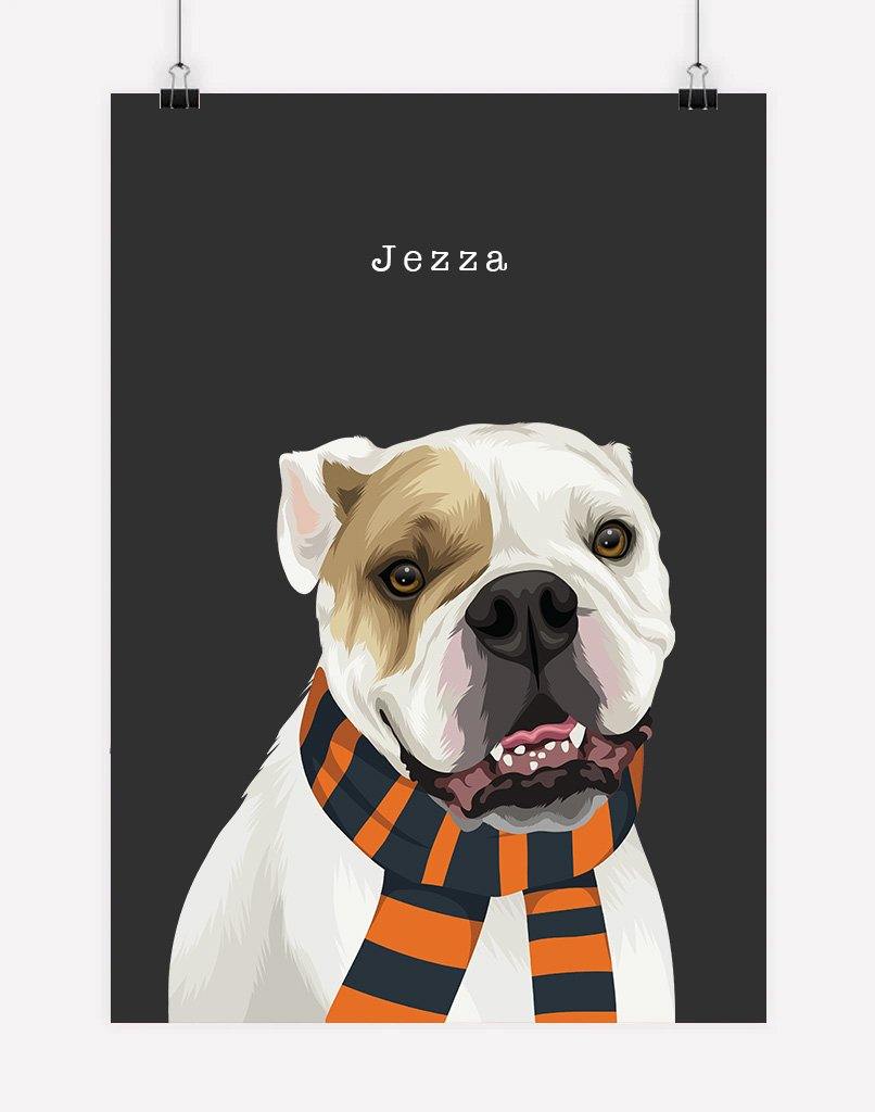 Custom Pet Portrait - Footy Fan - A4 - Unframed - Australia