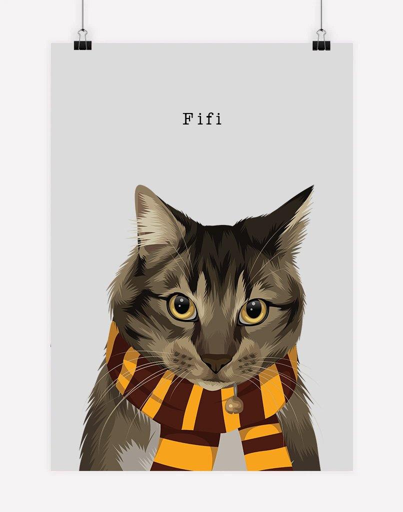 Custom Pet Portrait - Footy Fan - A4 - Unframed - Australia