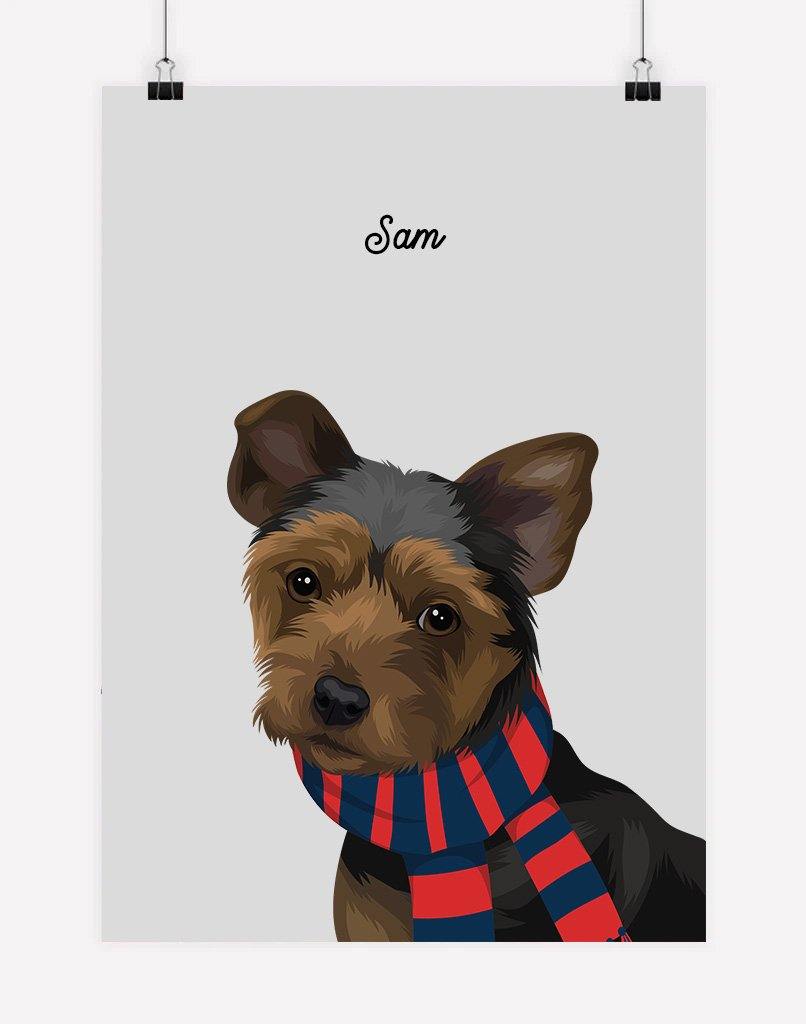 Custom Pet Portrait - Footy Fan - A4 - Unframed - Australia