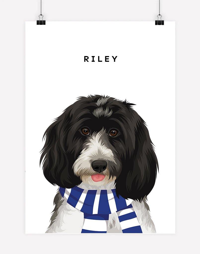 Custom Pet Portrait - Footy Fan - A4 - Unframed - Australia