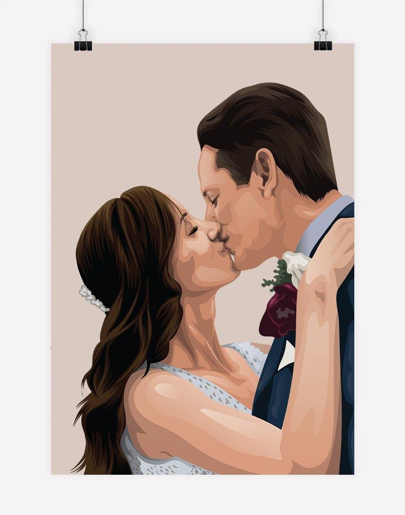 Custom Couple Portrait - A4 - Unframed - Two Australia