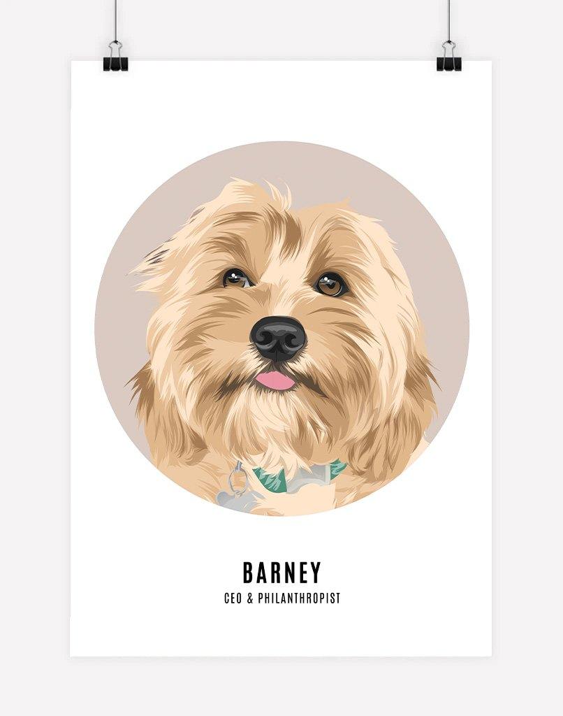 Custom Pet Profile Portrait - Single Pet - A4 - Unframed - Australia