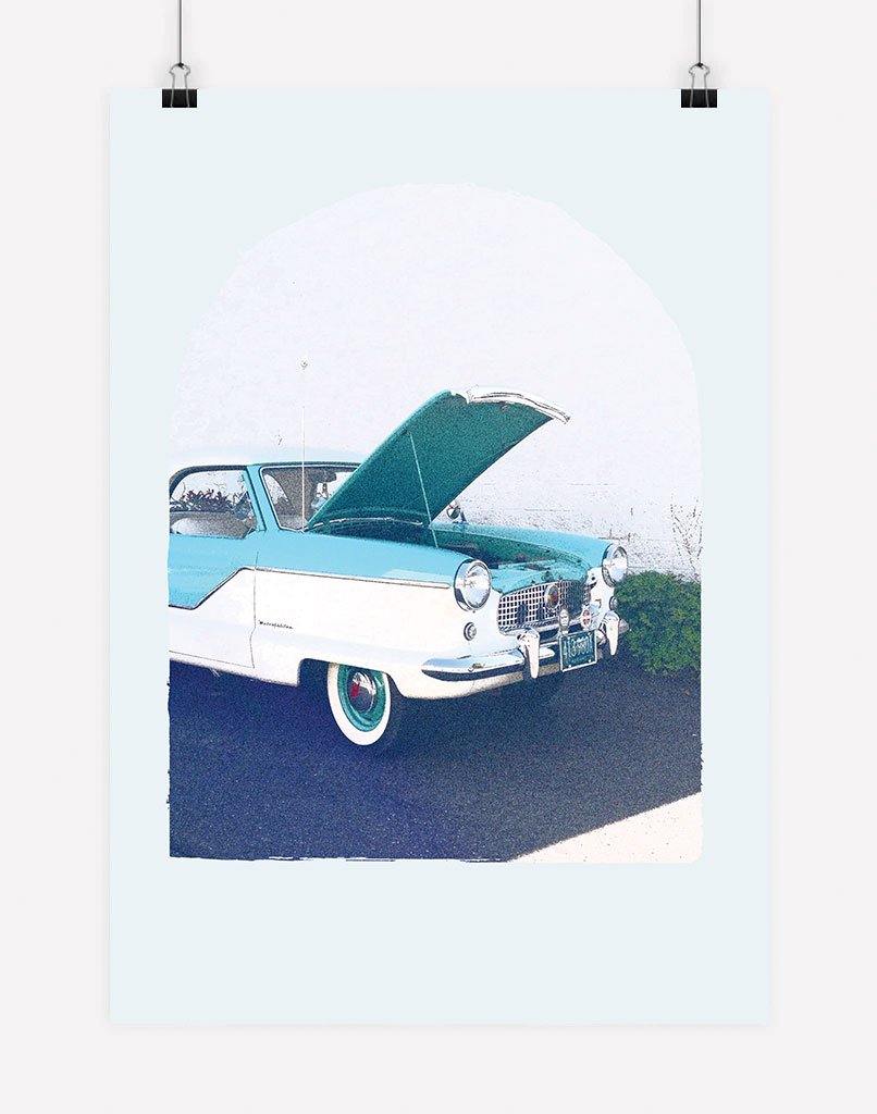 Pop The Bonnet | Photography - Wall Art - A4 - Unframed - Pale Blue Australia