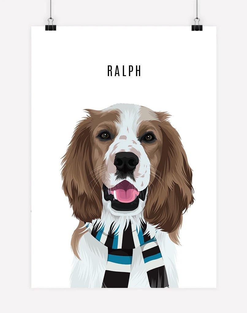 Custom Pet Portrait - Footy Fan - A4 - Unframed - Australia