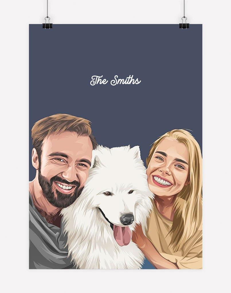 Custom Pet & Person Portrait - Digital File Only - 1 Pet & 1 Person - - Australia