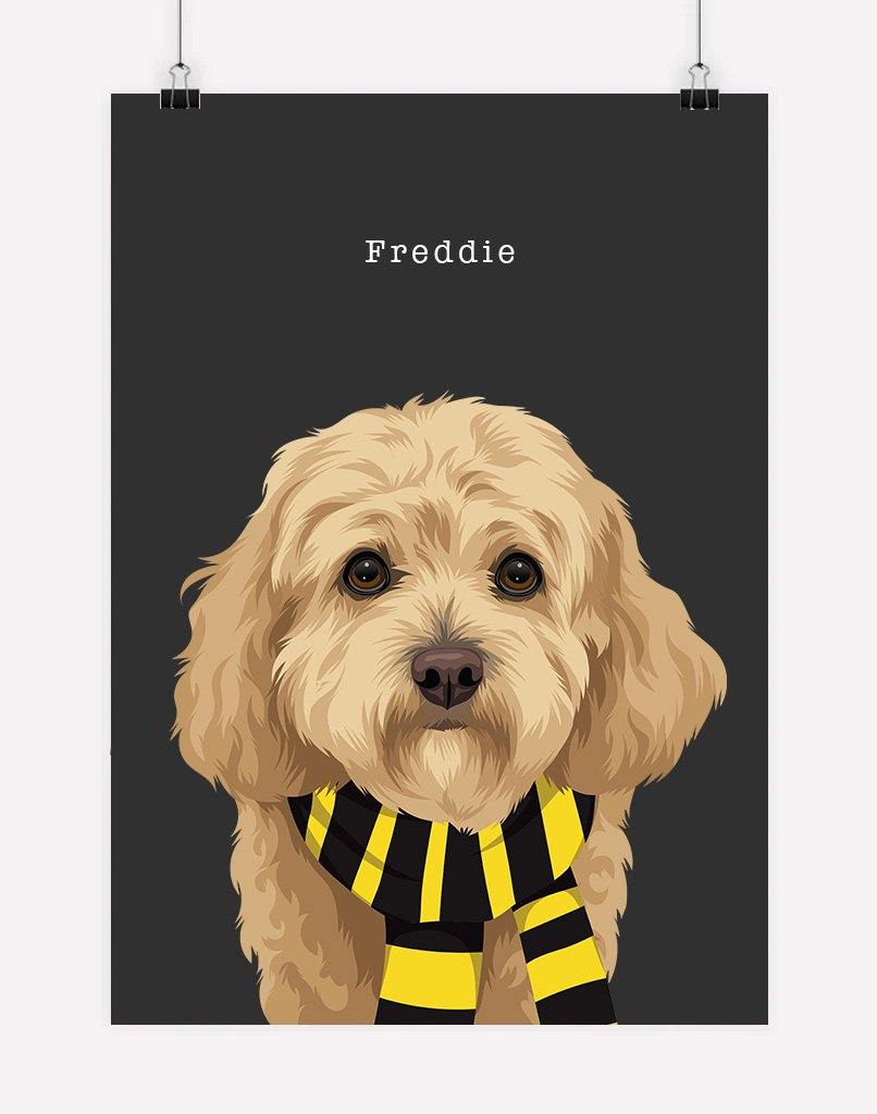 Custom Pet Portrait - Footy Fan - A3 - Unframed - Australia