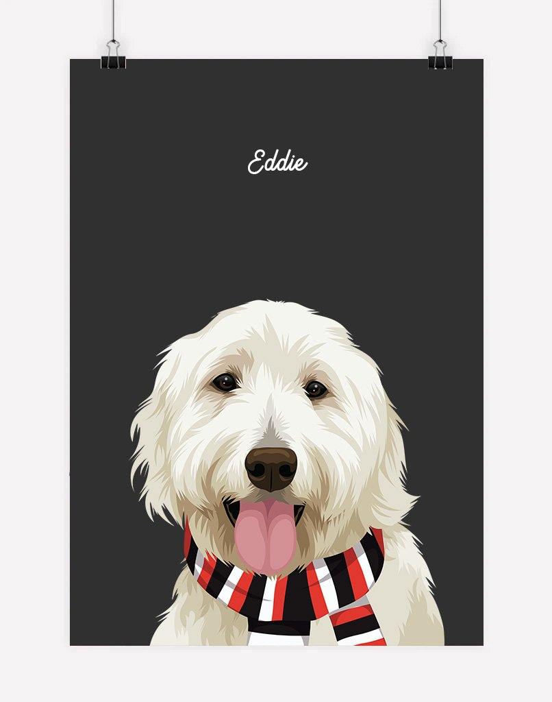 Custom Pet Portrait - Footy Fan - A4 - Unframed - Australia