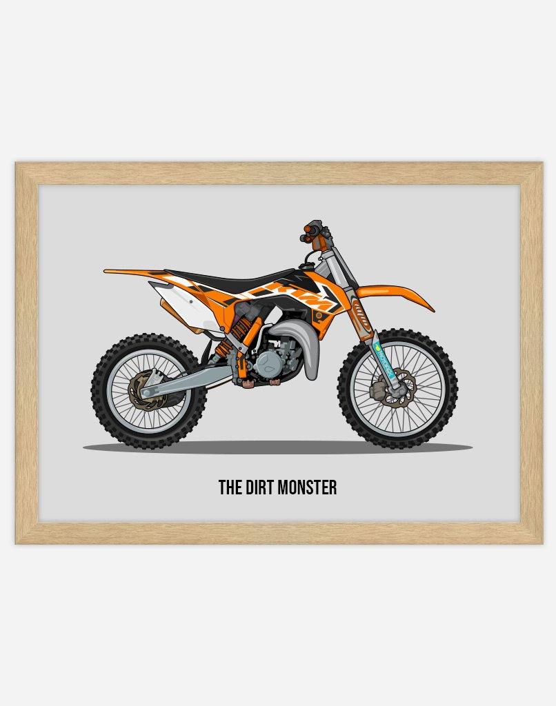 Custom Motorbike Portrait - A4 - Timber Frame - Landscape Australia