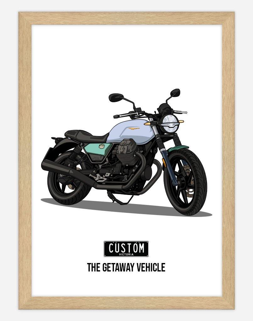 Custom Motorbike Portrait - A4 - Timber Frame - Portrait Australia