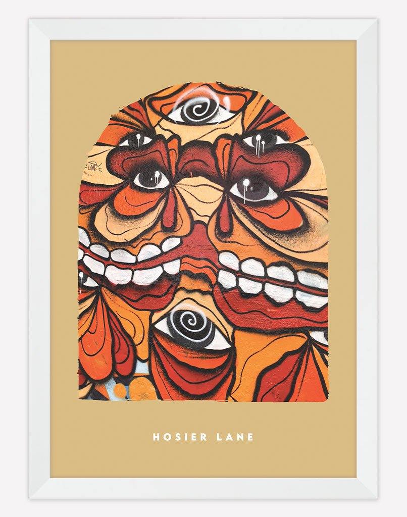 Hosier Lane | Photography - Wall Art - A4 - White Frame - Golden Australia