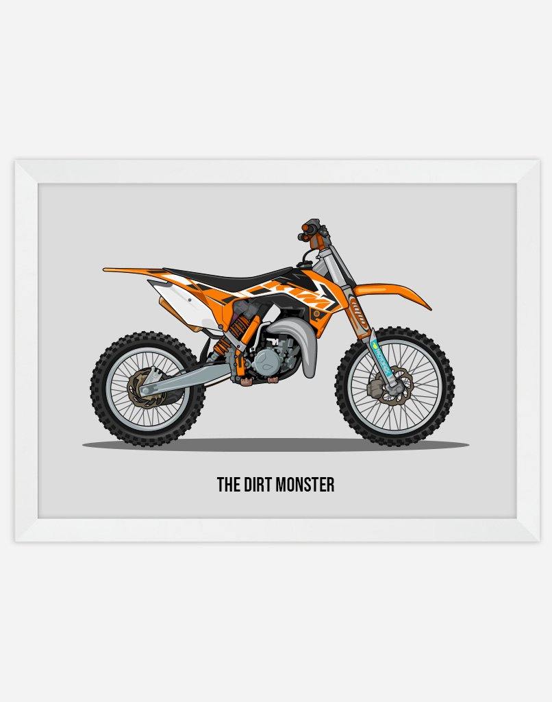 Custom Motorbike Portrait - A4 - White Frame - Landscape Australia