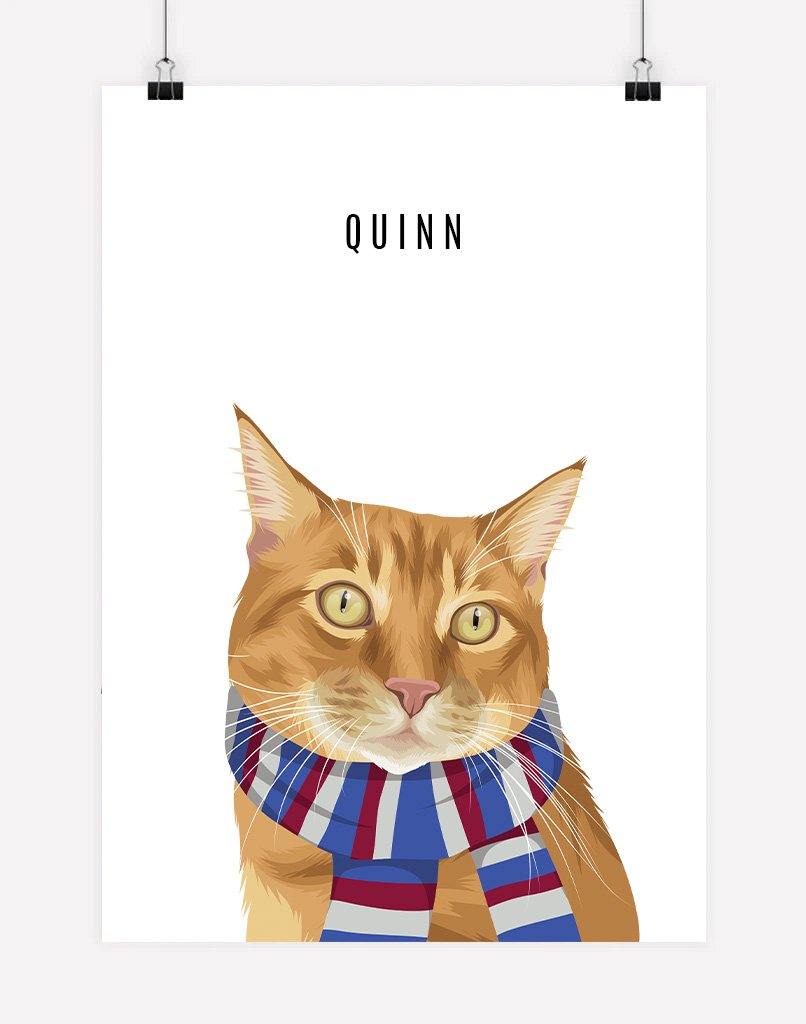 Custom Pet Portrait - Footy Fan - A4 - Unframed - Australia