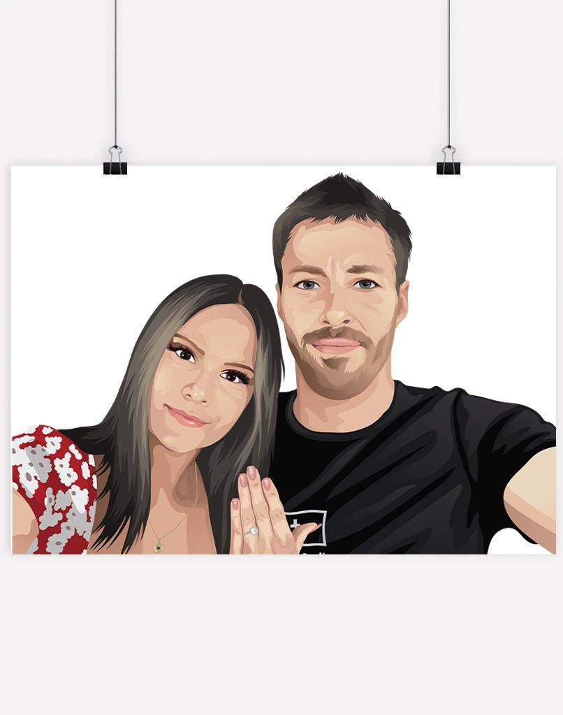 Custom Couple Portrait - A4 - Unframed - Two Australia