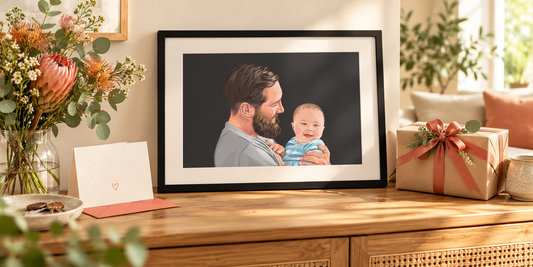 Personalised family portrait prepared as a retirement gift from colleagues