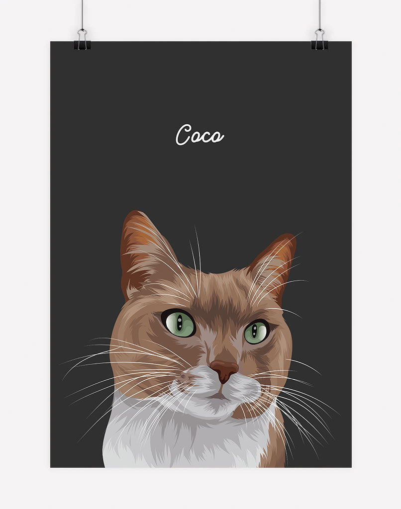 Custom Cat Portrait - A3 - Unframed - 1 Cat Australia