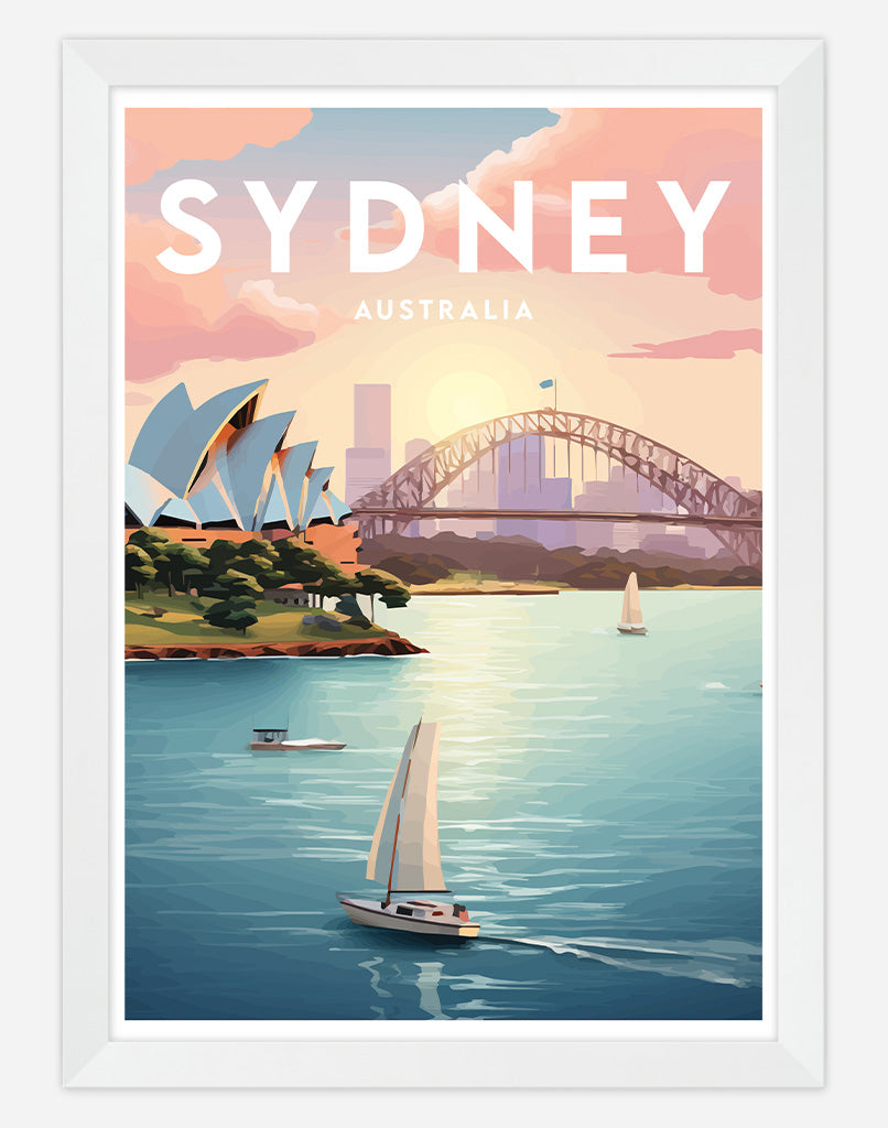 Sydney Harbour | Travel Poster - A4 - White Frame - Australia