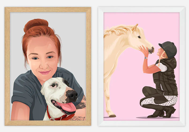 Custom Pet & Person Portrait - Personalised Pet & Owner Portrait - Oh Barney