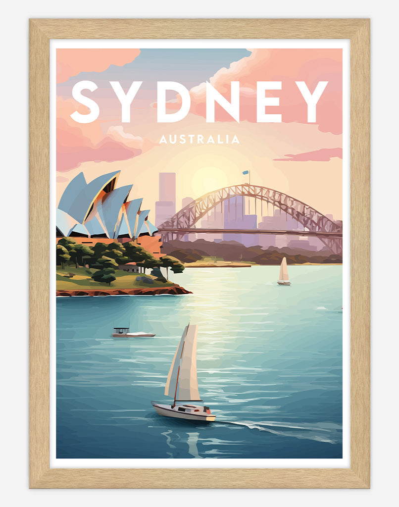 Sydney Harbour | Travel Poster - A4 - Timber Frame - Australia