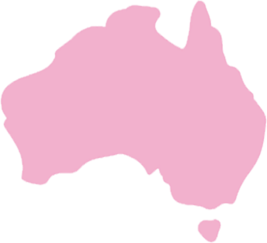 Pink silhouette of Australia on a white background