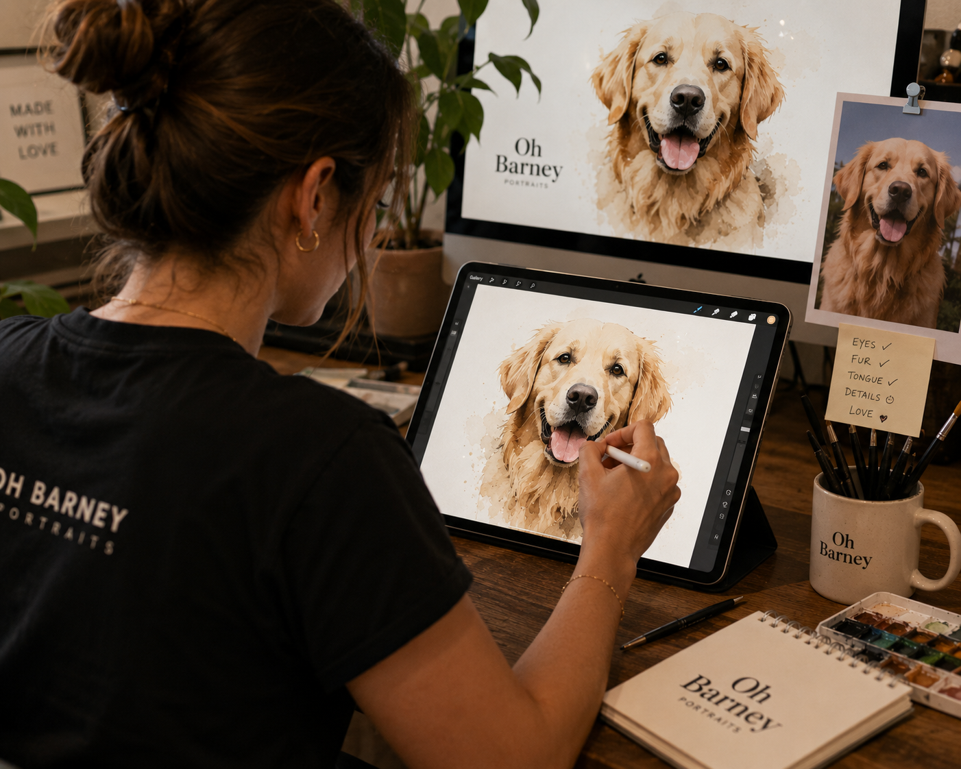 Custom pet memorial portrait hand-illustrated by an Australian artist