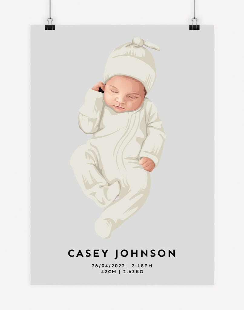Custom Baby Portrait - Single Child - A2 - Unframed - One Australia