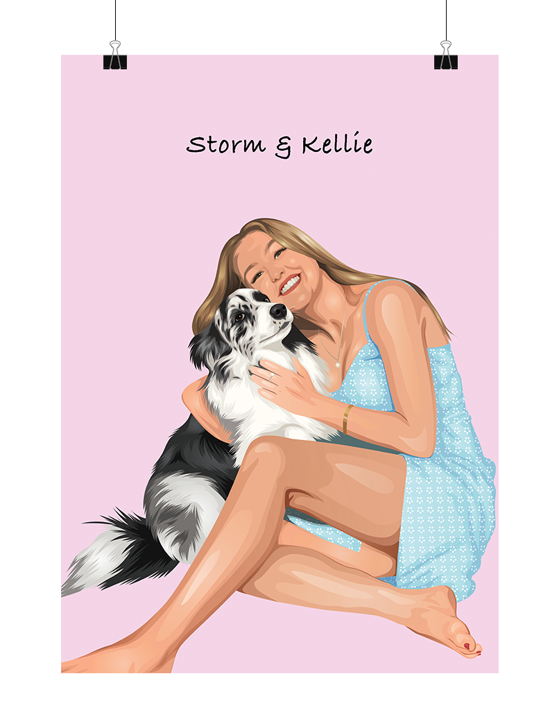 Custom Pet & Person Portrait - Digital File Only