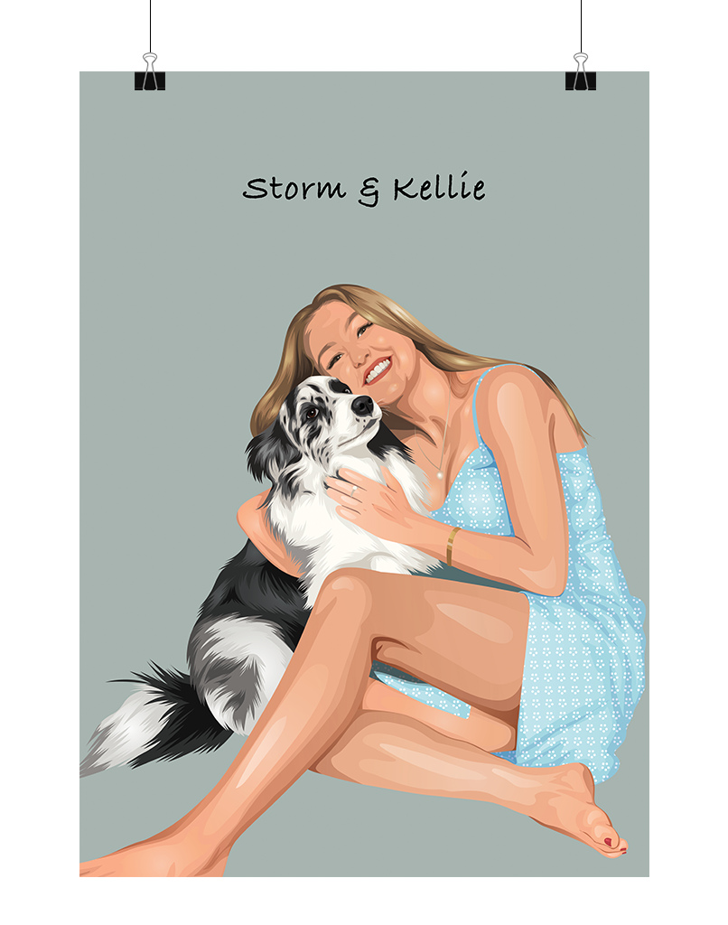 Custom Pet & Person Portrait - Digital File Only