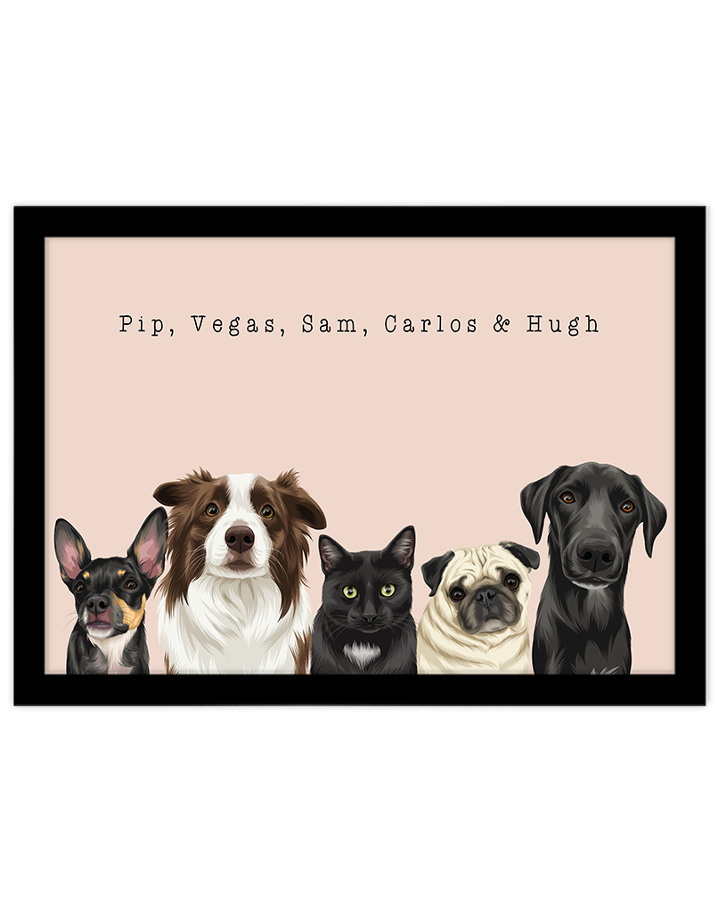 Custom Pet Portrait - Five Pet Portrait