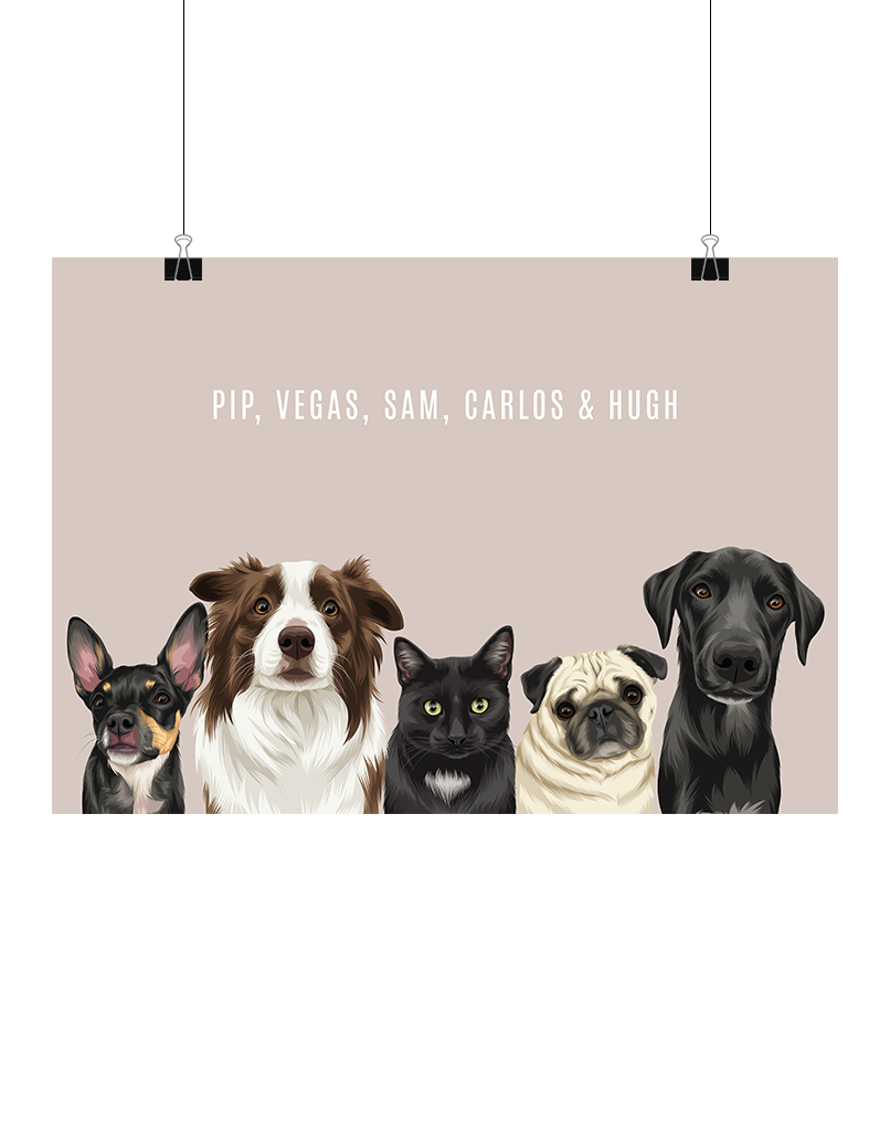 Digital Pet Portrait - Digital File Only (Up to 5 Pets)