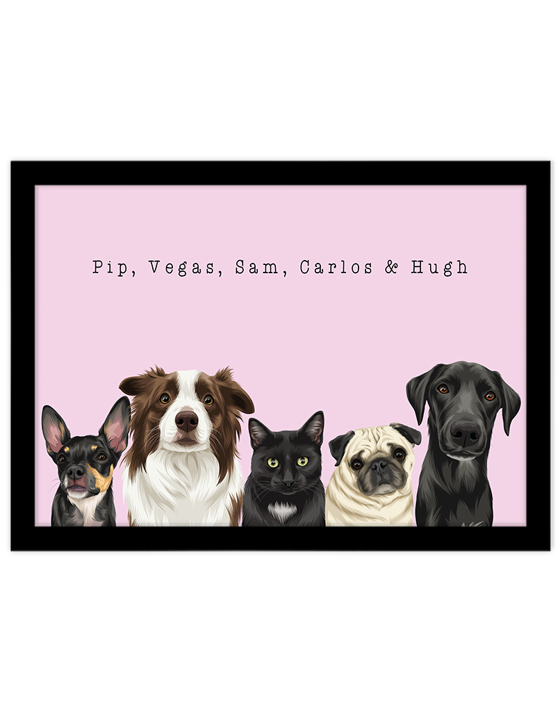 Custom Pet Portrait - Five Pet Portrait