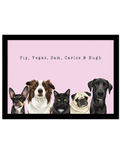 Custom Pet Portrait - Five Pet Portrait
