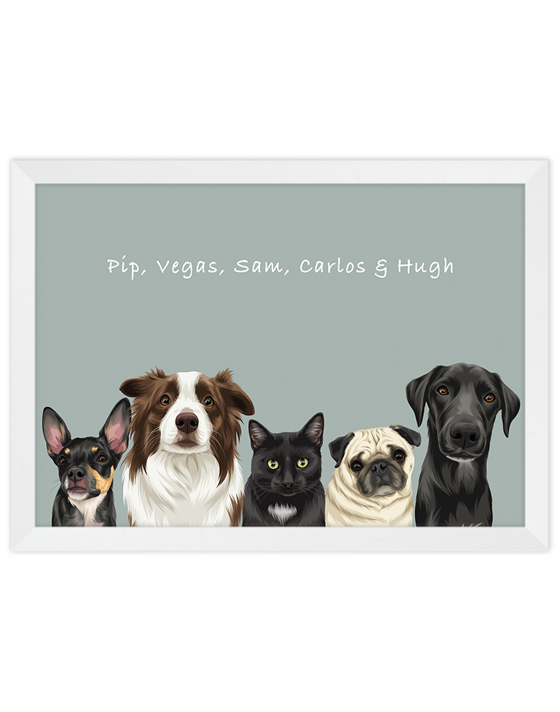 Custom Pet Portrait - Five Pet Portrait