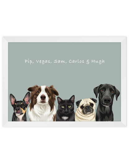 Custom Pet Portrait - Five Pet Portrait