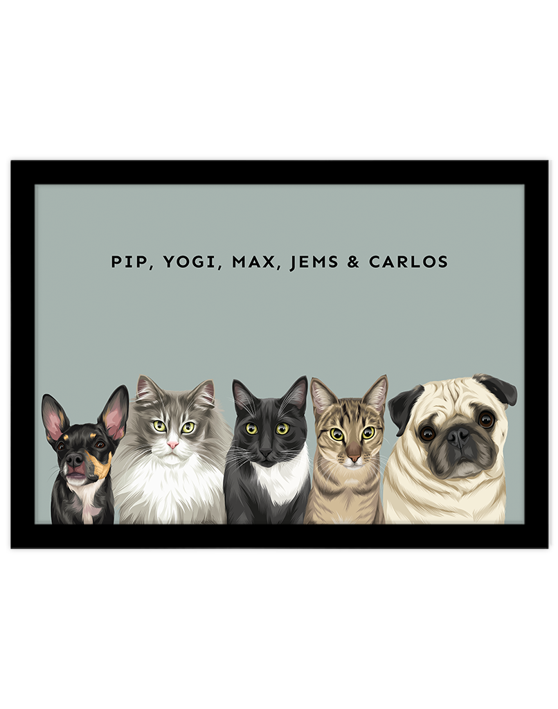 Custom Pet Portrait - Five Pet Portrait